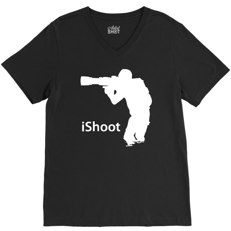 Ishoot   Camera Photographer Trained Shooting Funny Gun Photo Gift Tee V-neck Tee | Artistshot