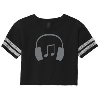 Headphones With Music Note Scorecard Crop Tee | Artistshot