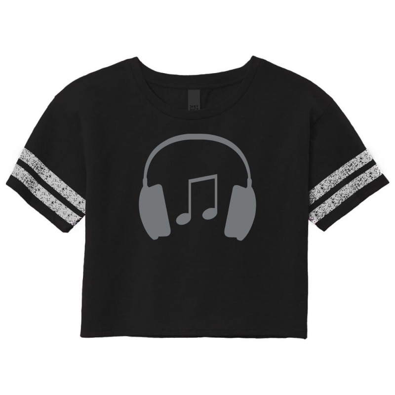 Headphones With Music Note Scorecard Crop Tee by AQSRi | Artistshot