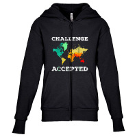 Challenge Accepted Map Travel World Traveler Youth Zipper Hoodie | Artistshot