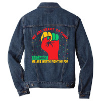 Juneteenth Gifts T  Shirt We Are Not Ready To Fight   Afro American Pr Men Denim Jacket | Artistshot