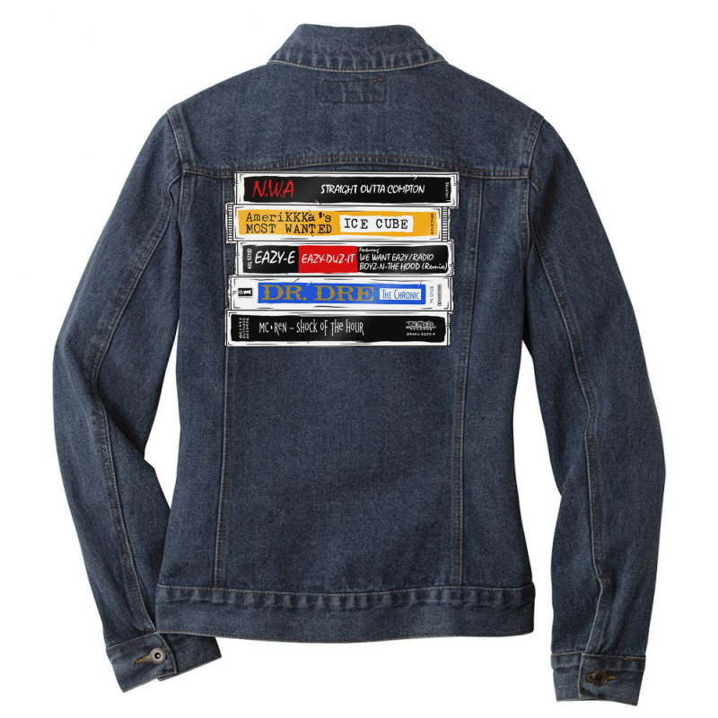 Music Vinyl Tape Cassette Ladies Denim Jacket by zig street | Artistshot