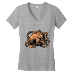 steampunk victorian   steam powered engine skull t shirt Women's V-Neck T-Shirt | Artistshot