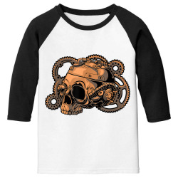 steampunk victorian   steam powered engine skull t shirt Youth 3/4 Sleeve | Artistshot