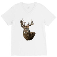 White Tailed Buck Deer Head V-neck Tee | Artistshot