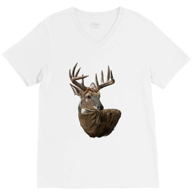 White Tailed Buck Deer Head V-Neck Tee by LillyAllenDesigns | Artistshot