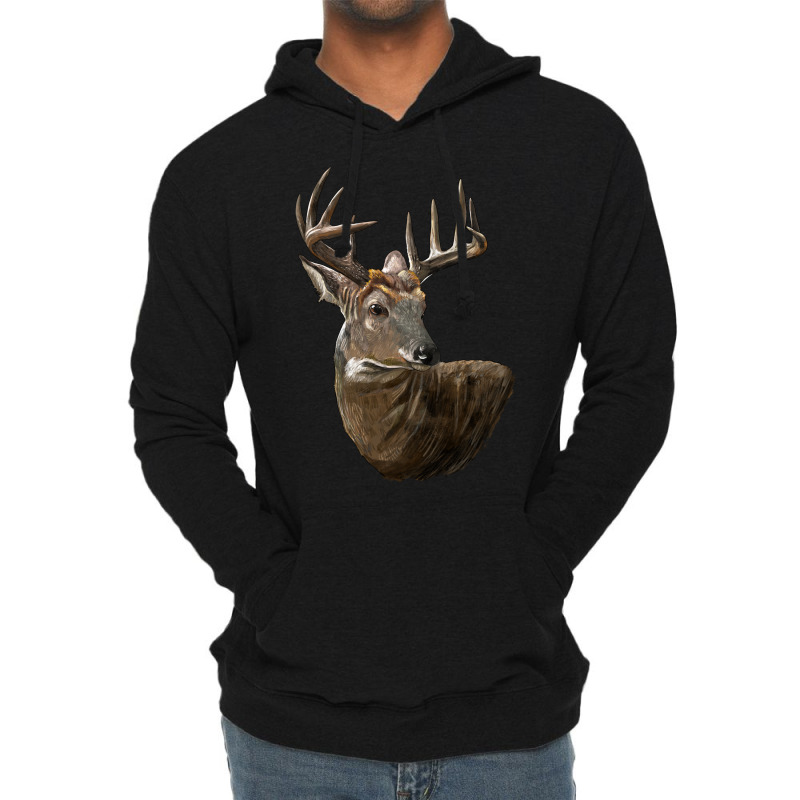 White Tailed Buck Deer Head Lightweight Hoodie by LillyAllenDesigns | Artistshot