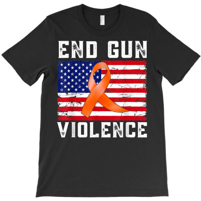 End Gun Violence Usa Flag Ribbon Anti Gun Awareness Day T Shirt T-shirt Designed By Kaylasana