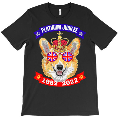 Queen Platinum Jubilee 1952 2022 Union Jack Welsh Corgi T Shirt T-shirt Designed By Kaylasana