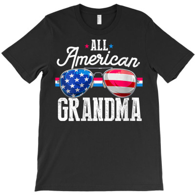 Womens Family 4th Of July Shirts Matching Grandma American Flag V Neck T-shirt Designed By Kaylasana