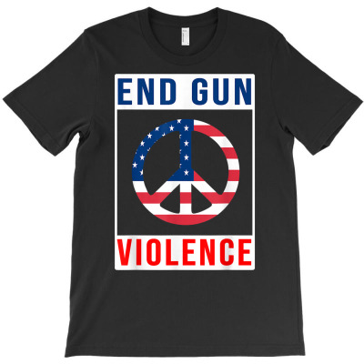 End Gun Violence Awareness Usa Flag Peace Sign T Shirt T-shirt Designed By Kaylasana