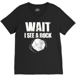 wait i see a rock geology geologist gift raglan baseball tee V-Neck Tee | Artistshot