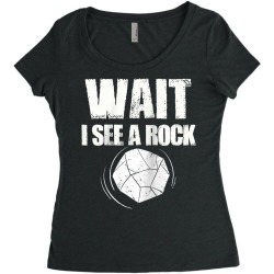 wait i see a rock geology geologist gift raglan baseball tee Women's Triblend Scoop T-shirt | Artistshot