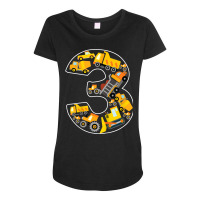 Kids 3rd Birthday Bulldozer Truck Excavator 3 Year Old Boy Kids T Shir Maternity Scoop Neck T-shirt | Artistshot