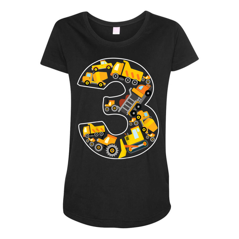 Kids 3rd Birthday Bulldozer Truck Excavator 3 Year Old Boy Kids T Shir Maternity Scoop Neck T-shirt by time5803 | Artistshot