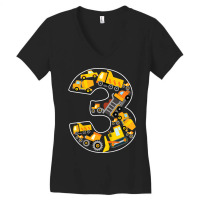 Kids 3rd Birthday Bulldozer Truck Excavator 3 Year Old Boy Kids T Shir Women's V-neck T-shirt | Artistshot