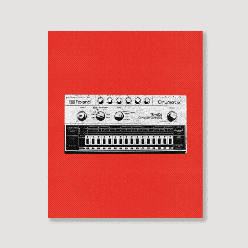 Tr 606 House Music Design Faded Distressed Style Portrait Canvas Print | Artistshot