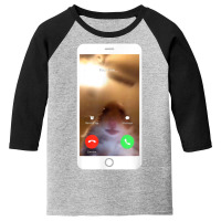 Hamster Calling Meme Front Facing Camera Funny T Shirt Youth 3/4 Sleeve | Artistshot