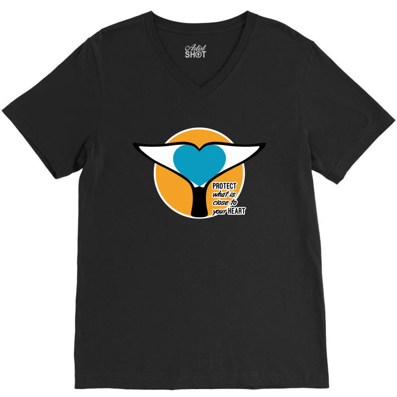 Whale Tail Heart  Protect V-neck Tee | Artistshot