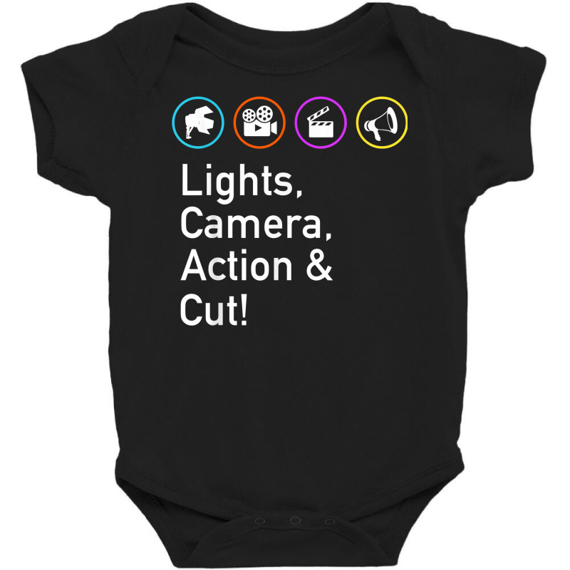 Lights Camera Action & Cut Funny Film Tv Crew Director T Shirt Baby Bodysuit | Artistshot