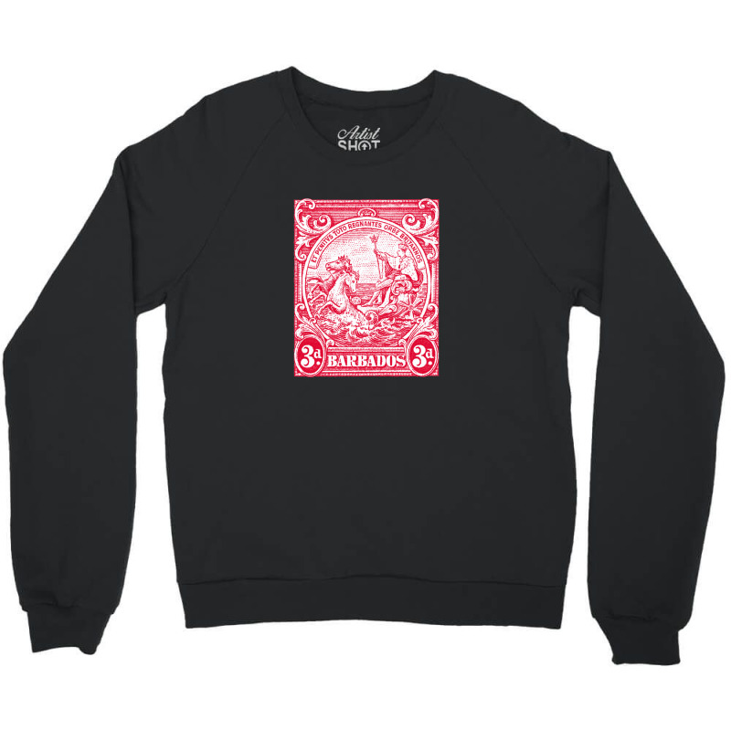 Vintage Barbados Postage Stamp Design Crewneck Sweatshirt by sabitung | Artistshot