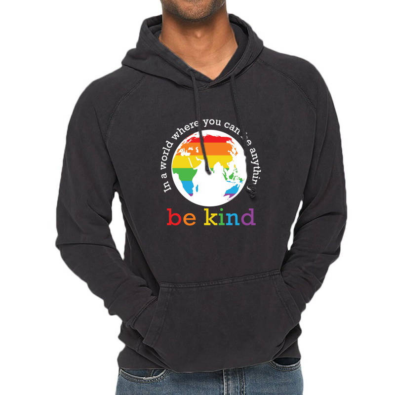 World Map Be Kind Pride 12243309 Vintage Hoodie | Artistshot