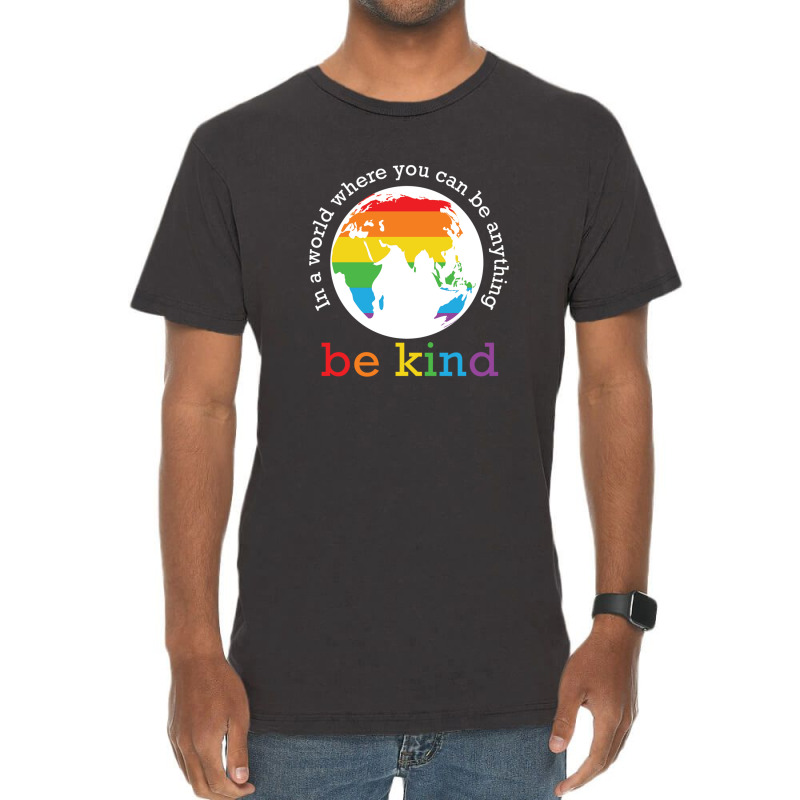 World Map Be Kind Pride 12243309 Vintage T-shirt | Artistshot