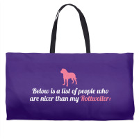 Below Is List Of People Who Are Nicer Than My Rottweiler Weekender Totes | Artistshot