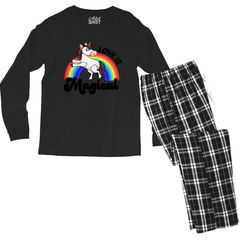 Love Is Magical Unicorn Men's Long Sleeve Pajama Set by jurdex Tees | Artistshot