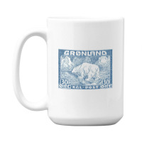 Vintage Greenland Polar Bear Postage Stamp Design 15 Oz Coffee Mug | Artistshot