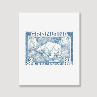 Vintage Greenland Polar Bear Postage Stamp Design Portrait Canvas Print | Artistshot