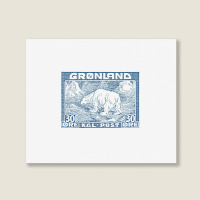 Vintage Greenland Polar Bear Postage Stamp Design Landscape Canvas Print | Artistshot