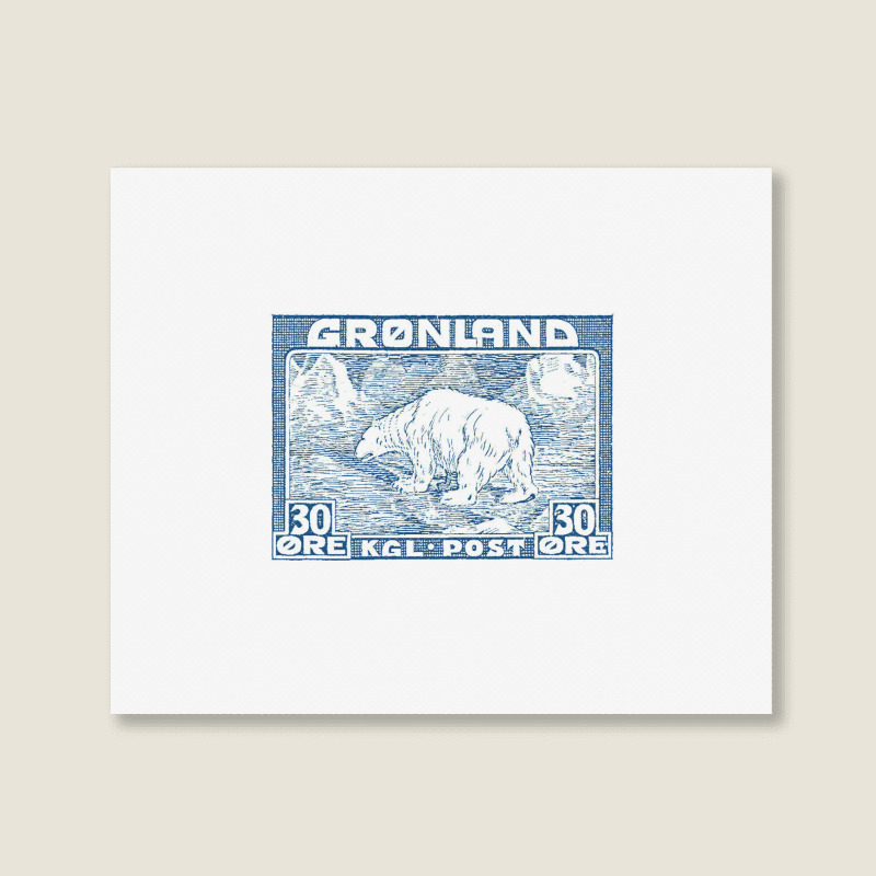 Vintage Greenland Polar Bear Postage Stamp Design Landscape Canvas Print | Artistshot