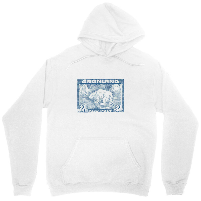 Vintage Greenland Polar Bear Postage Stamp Design Unisex Hoodie | Artistshot