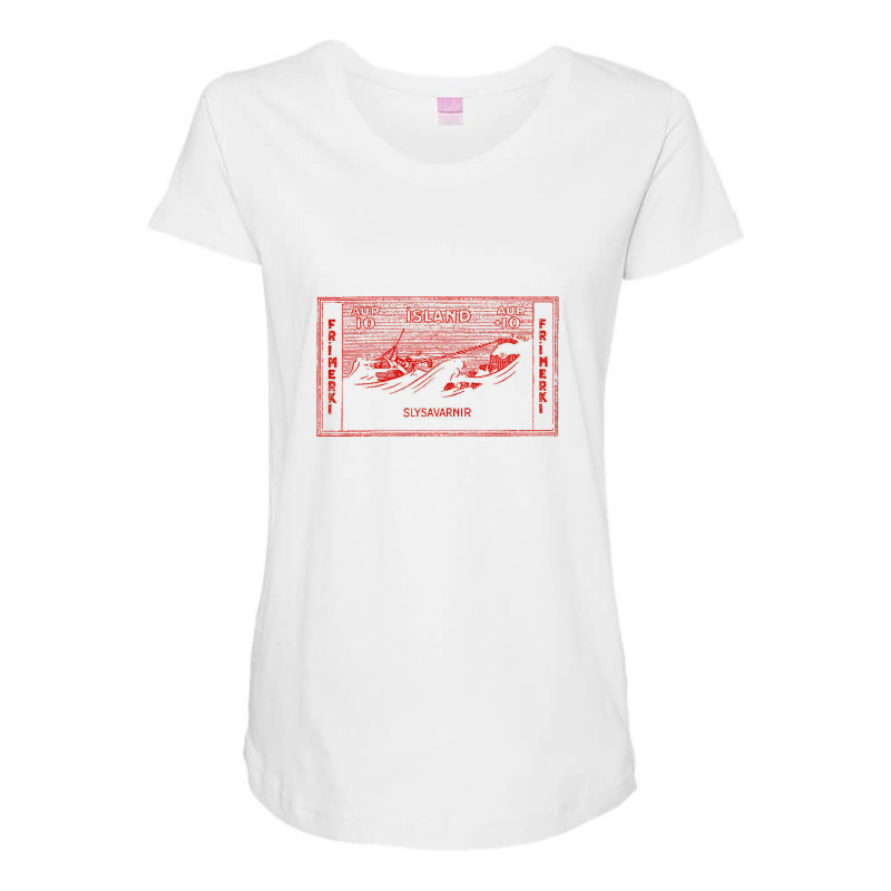 Vintage Icelandic Postage Stamp Design Maternity Scoop Neck T-shirt by sabitung | Artistshot