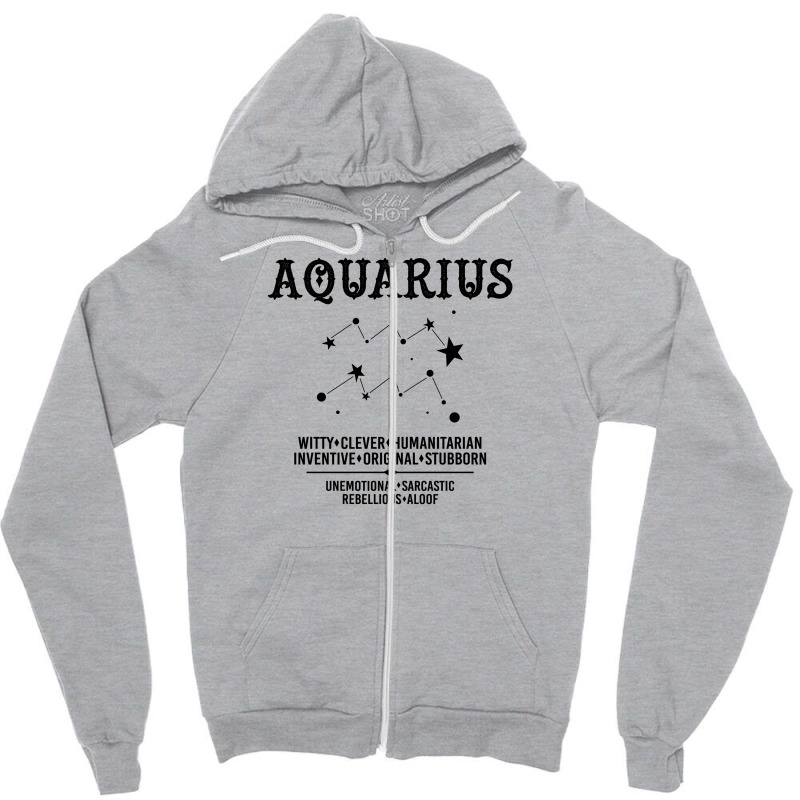 Aquarius Zodiac Sign Zipper Hoodie | Artistshot