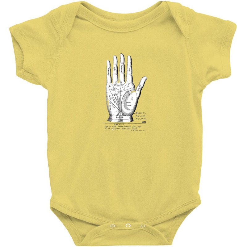 Vintage Palmistry Left Hand Woodcut Design Baby Bodysuit by sabitung | Artistshot