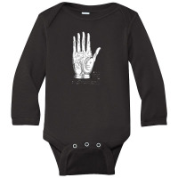 Vintage Palmistry Left Hand Woodcut Design Long Sleeve Baby Bodysuit | Artistshot