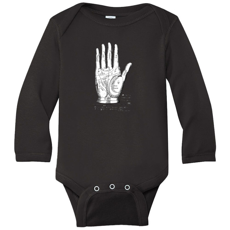 Vintage Palmistry Left Hand Woodcut Design Long Sleeve Baby Bodysuit by sabitung | Artistshot