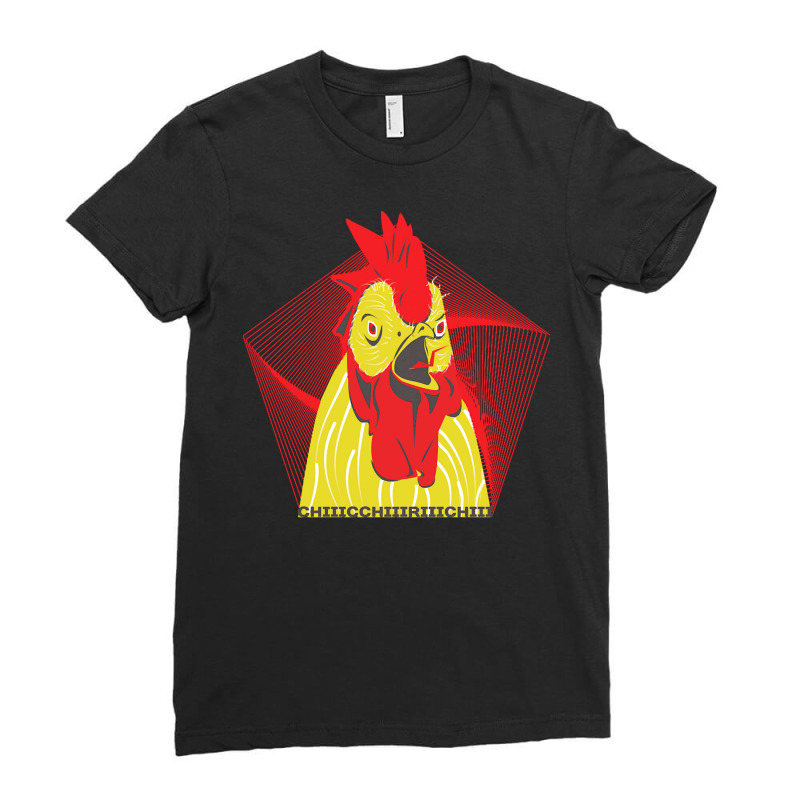 Chicken T  Shirt Screaming Rooster T  Shirt (3) Ladies Fitted T-Shirt by caseynitzsche899 | Artistshot