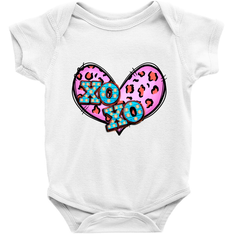 Xoxo Leopard Heart Baby Bodysuit by Apollo | Artistshot