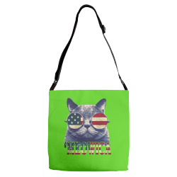 4th of july tshirt cat meowica Adjustable Strap Totes | Artistshot