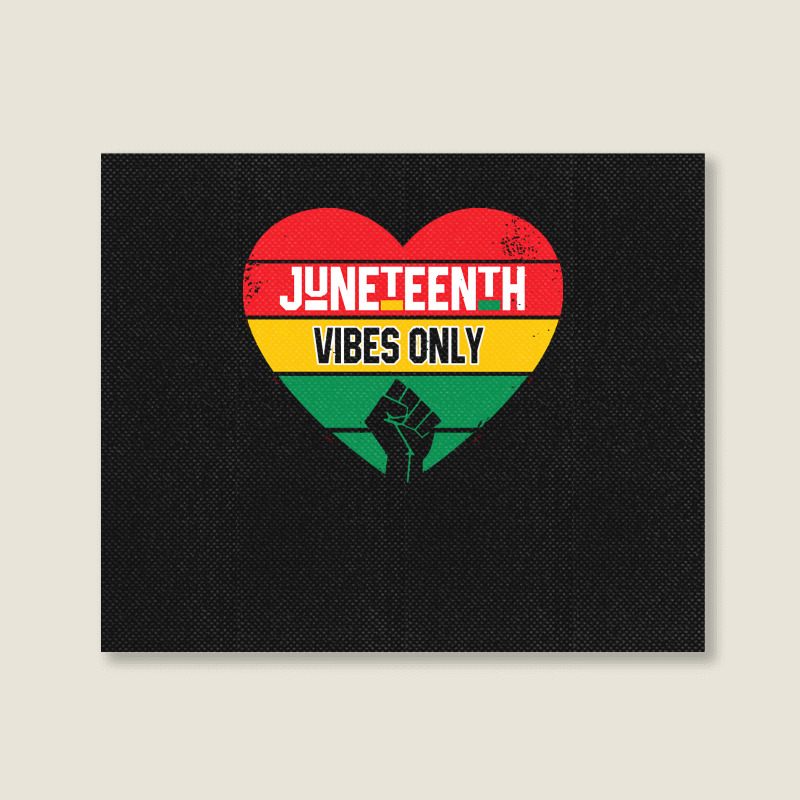 Juneteenth Vibes Only T  Shirt Juneteenth Heart Vibes Only T  Shirt Landscape Canvas Print | Artistshot