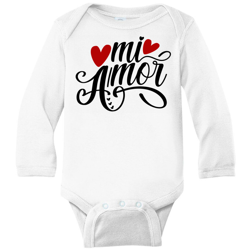 Mi Amor Long Sleeve Baby Bodysuit by tiococacola | Artistshot