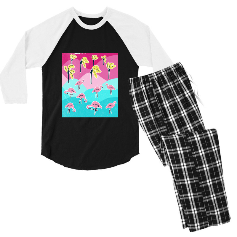 Flamingo In Paradise   Flamingo Men's 3/4 Sleeve Pajama Set by lajurkananoe | Artistshot