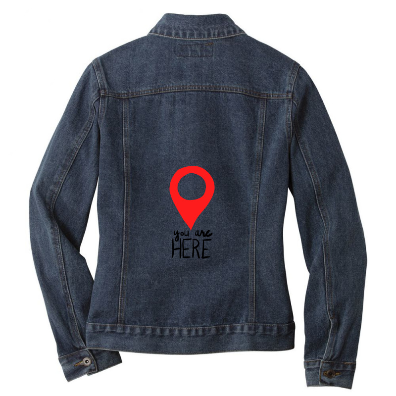 You Are Here Ladies Denim Jacket by Chiks | Artistshot