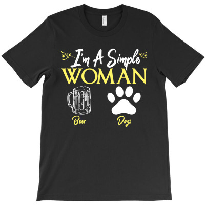 Simple Woman Loves Beer & Dogs T-shirt Designed By Lili Alamin