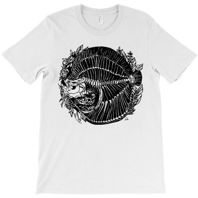 Skeleton Fish Flounder T-shirt Designed By Lili Alamin