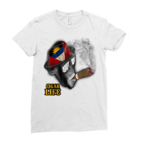 Cigar Monkey Outdoors Antigua Flag Ladies Fitted T-shirt | Artistshot