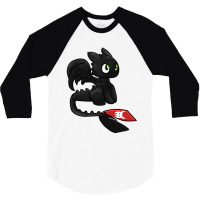 Red Tail Black Dragon Cute 3/4 Sleeve Shirt | Artistshot